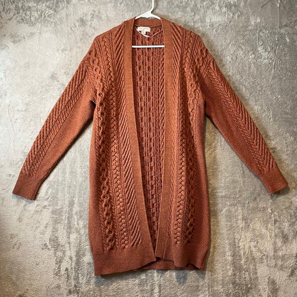Nili Lotan X Target Sz S Cardigan Chunky Cable Knit‎ Sweater Terracotta Rust - Picture 1 of 8